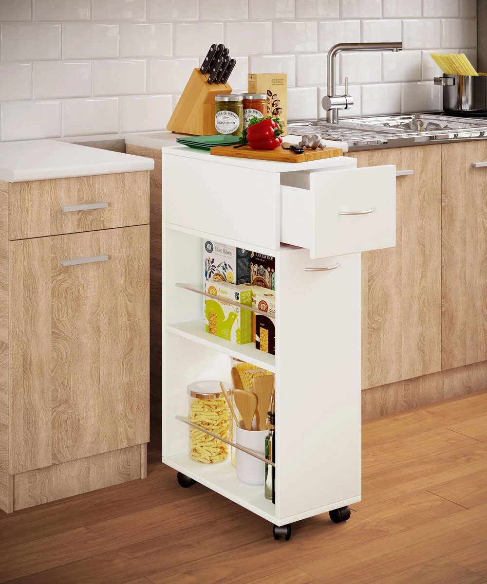 VCM Keuken Trolley Serveerwagen Niche Kast Rolbare Wielen Tusal Lade Keuken Trolley Serveerwagen Niche Kast Rolbare Wielen Tusal Lade 5 VCM Keuken Trolley Serveerwagen Niche Kast Rolbare Wielen Tusal Lade Keuken Trolley Serveerwagen Niche Kast Rolbare Wielen Tusal Lade - Afbeelding 3