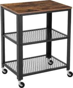 ZAZA Home Keukenplank Op Wielen Serveerwagen Met 3 Planken En 6 Haken -Thuisopslag 1003x1200 1