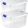 2x Stuks Opslagboxen/bakken/organizers Met Deksel 25 Liter Van 42 X 36 X 25 Cm Transparant Plastic -Thuisopslag 1012x1200 2