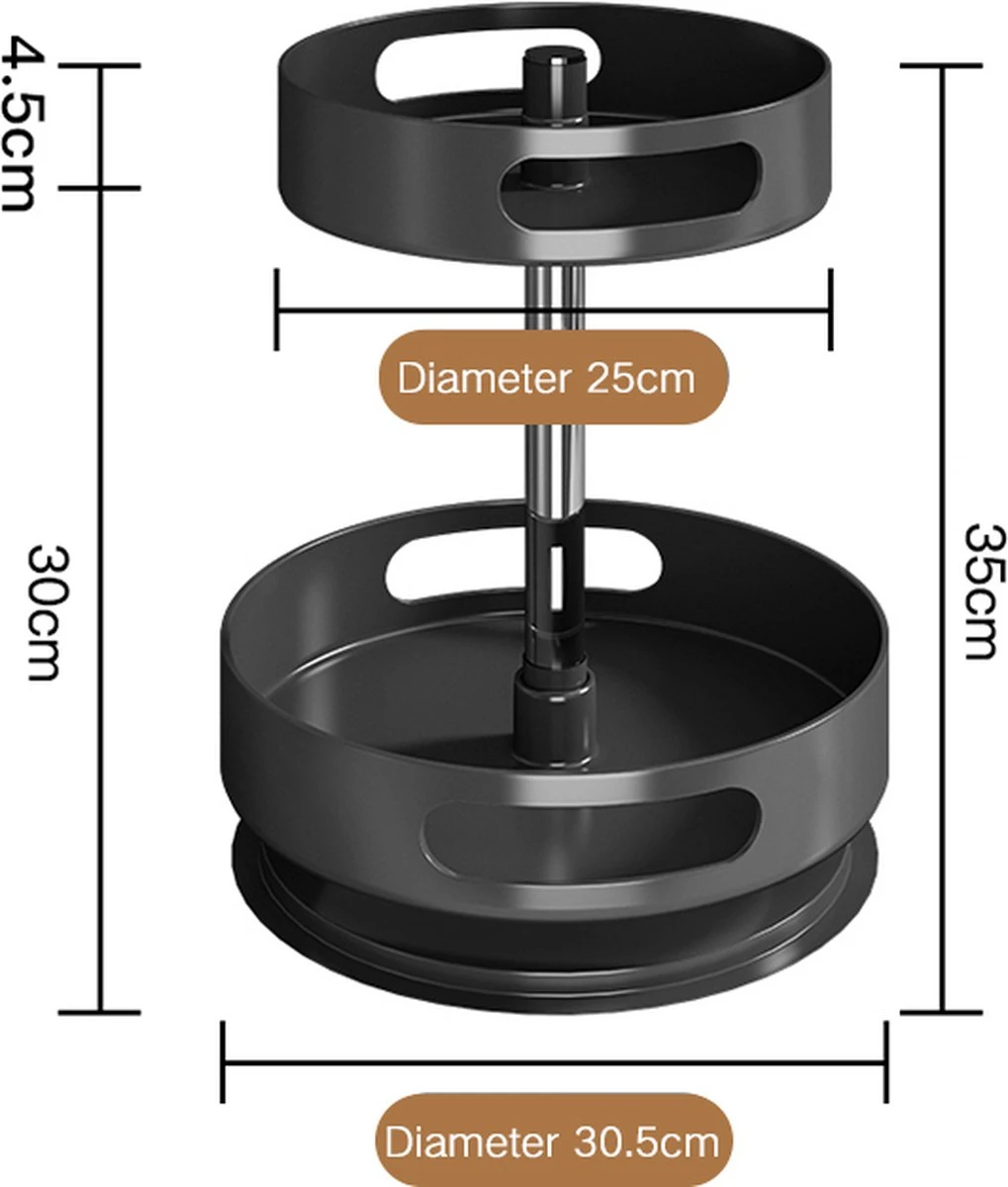AlShiha® Organizer- Draaiplateau - 2 Laags(Zwart) - Keuken Organizers - Aanrecht Organiser - Draaischijf - Badkamer Organizer - Make Up Organizer - Kruidenrek - Kast Organizer - Keukenkast Organizer 14 AlShiha® Organizer- Draaiplateau - 2 Laags(Zwart) - Keuken Organizers - Aanrecht Organiser - Draaischijf - Badkamer Organizer - Make Up Organizer - Kruidenrek - Kast Organizer - Keukenkast Organizer - Afbeelding 12