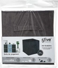Five® Opvouwbare Zwarte Velvet Mand 31 X 31 X 31 Cm - Zwart - Opvouwbaar -Thuisopslag 1020x1200