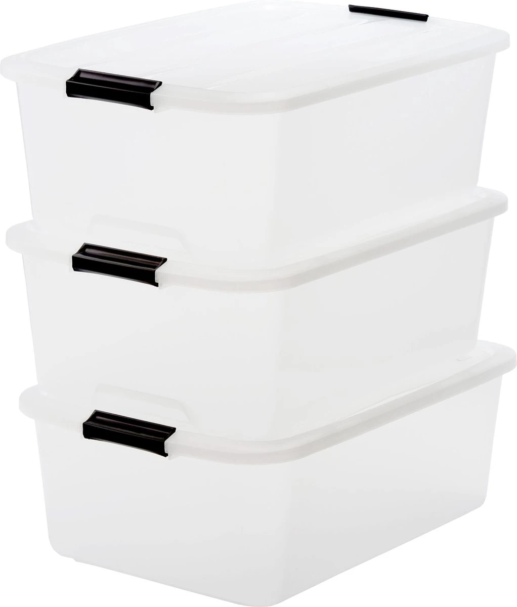 IRIS Topbox Opbergbox - 30 L - Kunststof - 3 Stuks - Transparant 3 IRIS Topbox Opbergbox - 30 L - Kunststof - 3 Stuks - Transparant