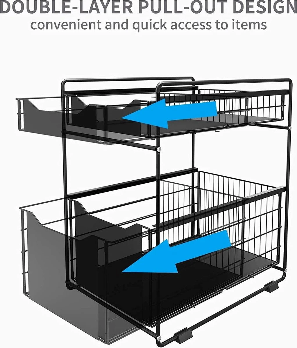 BOTC Organizer - Gootsteenkast Organizer - Opbergrek - Aanrecht Organiser – Keuken Organizers - Tweelaags – Metaal – Antislip 6 BOTC Organizer - Gootsteenkast Organizer - Opbergrek - Aanrecht Organiser – Keuken Organizers - Tweelaags – Metaal – Antislip - Afbeelding 4