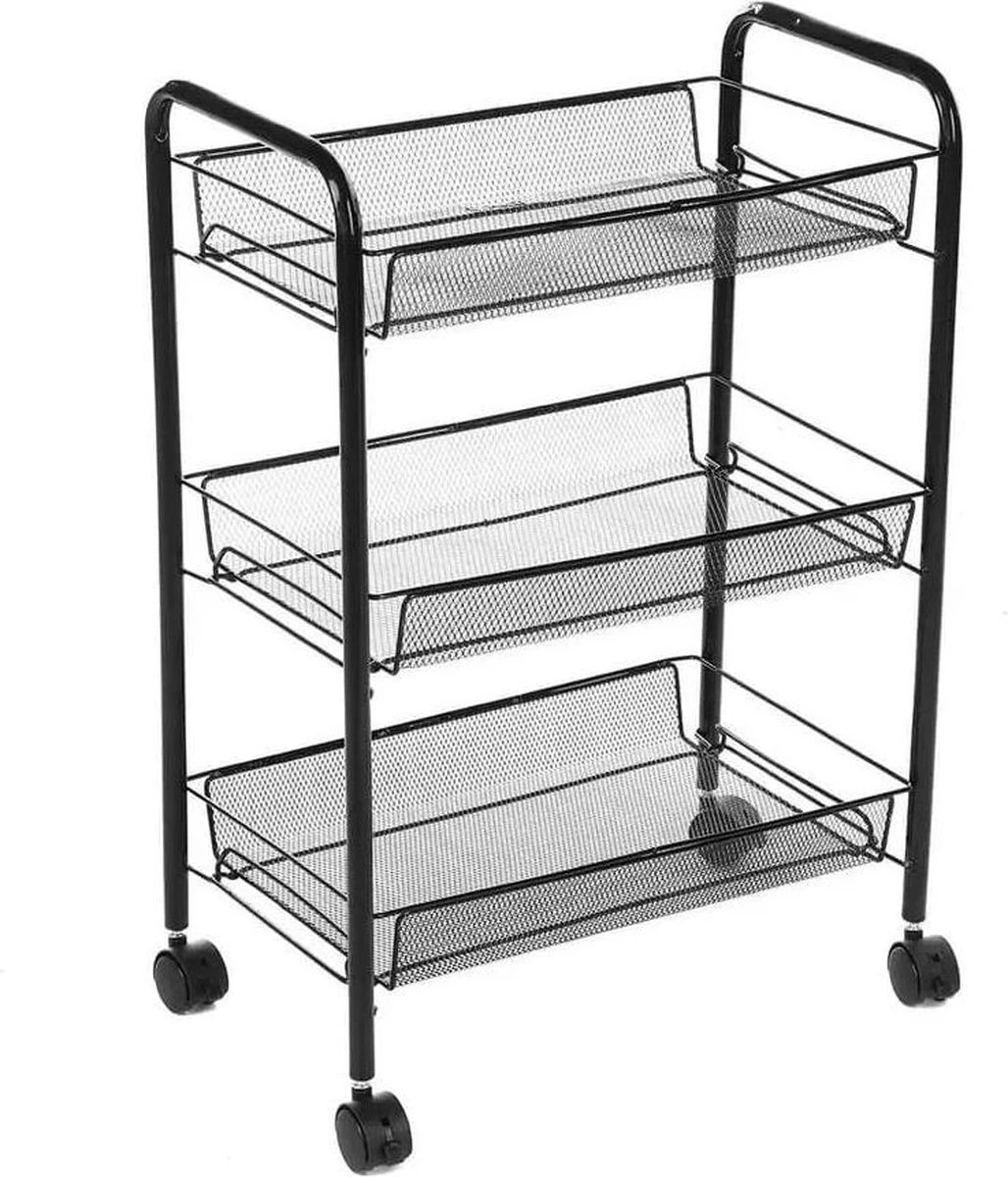Buxibo Opbergrek 3 Laags Op Wieltjes Met Vakken - Keukentrolley Op Wielen - Badkamer/Keuken/Kamer Opbergrek - Nisrek - 45cmx37cmx63cm - Zwart 3 Buxibo Opbergrek 3 Laags Op Wieltjes Met Vakken - Keukentrolley Op Wielen - Badkamer/Keuken/Kamer Opbergrek - Nisrek - 45cmx37cmx63cm - Zwart
