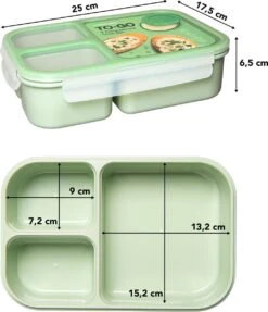 Lock&Lock Lunchbox - Bento Box - Salade Lunchbox - Met 3 Compartimenten - Met Dressing/Saus Bakje - Volwassenen En Kinderen - To Go - Lekvrij - BPA Vrij - 1,5 Liter - Groen -Thuisopslag 1032x1200 1