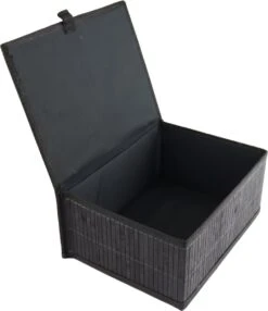 Orange85 Mandenset - Opbergmand Set Van 3 - Zwart - 33.5x25x15.5 Cm - Bamboe -Thuisopslag 1035x1200 2