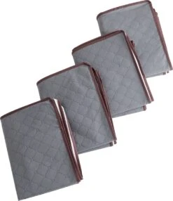 ACAZA Opvouwbare Opbergtassen - Set Van 4 Organizers Met Versterkte Handgreep & Stevige Ritssluiting Voor Kleding, Beddengoed, Dekbedden, Kussens - Grijs -Thuisopslag 1036x1200 3