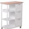 Miadomodo Keukentrolley – Keukentrolley Op Wieltjes – Serveerwagen – Hout – Keukenblok – Keukenkast - 67 X 37 X 84 Cm – 3 Lades – Wit -Thuisopslag 1037x1200 1