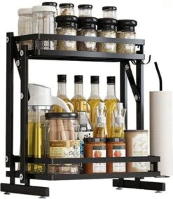 TammaT - Kruidenrek - Kruidenrek Staand - Inklapbare Keukenrek - 3-laags 35x21x56,5CM - Keuken Organizer - Aanrecht Organizer - Keuken Opslag - Roestvrij Staal - Opbergrek - Keuken Organizers - Roestvrij En Krasvrij -Thuisopslag 1042x1200 2