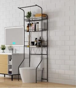 Merkloos Opbergrek - Zwart - 3 Schappen - 187*67*43 Cm - Opbergrek Voor Boven Wasmachine - Wasmachine Rek - Luxe Design Wasmachine Kast - Badkamerrek - Opbergkast -Thuisopslag 1042x1200 6