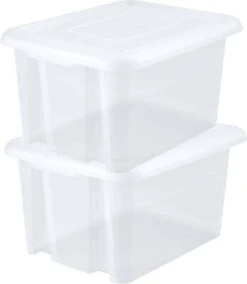 EDA Kunststof Opbergbox/opbergdoos Wit Transparant L65 X B50 X H36 Cm Stapelbaar - Voorraad/opberg Boxen/kisten/bakken Met Deksel -Thuisopslag 1043x1200 1