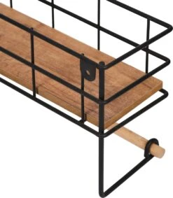 Ophangbaar Kruidenrek Voorzien Met Keukenrolhouder Van Naturn Living | Zwevende Wandplank | Keukenrol Houder | Keuken Opbergrek | Multifunctioneel Kruidenrek | Mat Zwart -Thuisopslag 1046x1200