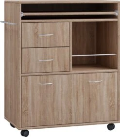 VCM Houten Keukenkarretje Serveerwagen Planken Rolbare Wielen Lade Kicha Houten Keukenkarretje Serveerwagen Planken Rolbare Wielen Lade Kicha -Thuisopslag 1048x1200 2