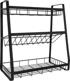 QUVIO Kruidenrek - Keukenrek Staand - Keukenrekje - Keukenrek - Aanrecht Organizer - Metaal - 19 X 35 X 38 Cm -Thuisopslag 1048x1200