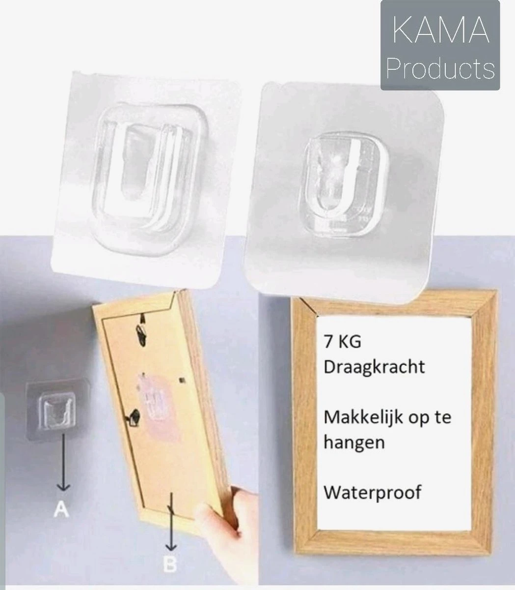 Merkloos Zelfklevende Haken - 4 Stuks - Ophangsysteem- Extra Stevig - Muur Hanger- Ophanghaakjes - Wand Haken - Dubbelzijdig - Schilderij Haakjes - Fotolijst Haakjes - Waterproof - Zonder Gaten Ophangen 3 Merkloos Zelfklevende Haken - 4 Stuks - Ophangsysteem- Extra Stevig - Muur Hanger- Ophanghaakjes - Wand Haken - Dubbelzijdig - Schilderij Haakjes - Fotolijst Haakjes - Waterproof - Zonder Gaten Ophangen