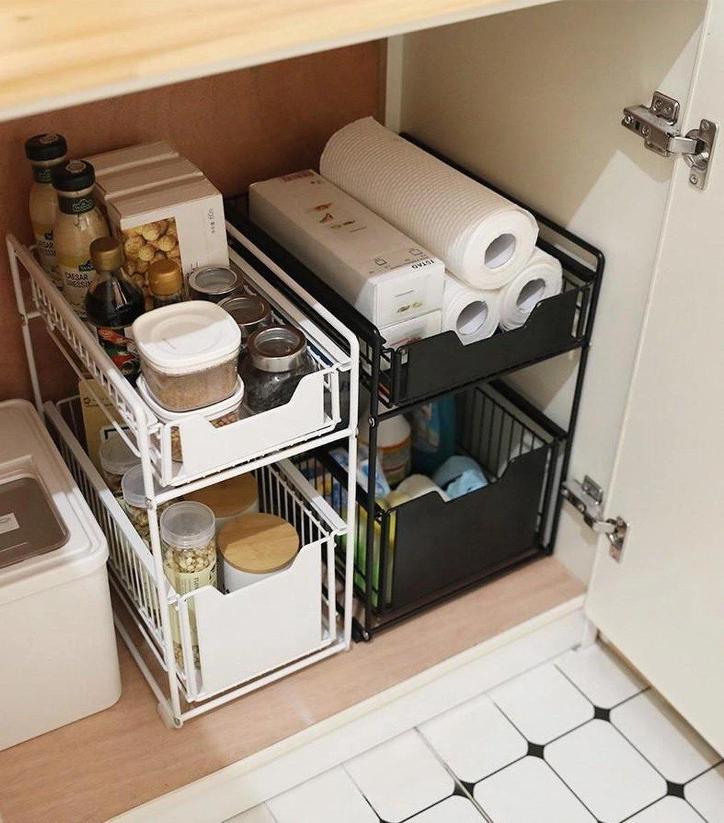 Doogo® Organizer - Gootsteenkast Organizer - Bureau Organizer - Kast Organizer - Ladekastje- Opbergrek - Badkamer Organizer - Wit 4 Doogo® Organizer - Gootsteenkast Organizer - Bureau Organizer - Kast Organizer - Ladekastje- Opbergrek - Badkamer Organizer - Wit - Afbeelding 2