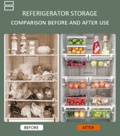 De Millennials- Transparante Koelkast Organizer 1 Paar (2 Stuks) - Extra Lade In Koelkast - Opbergdozen - Koelkast Bakjes - Doorzichtig Met Scheiding - Verstelbaar -Opbergboxen -Stapelbaar - -Thuisopslag 1056x1200