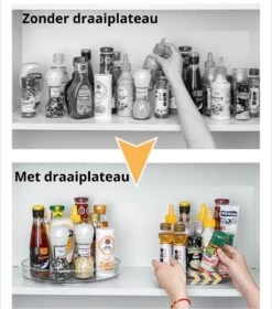 Merkloos Ronddraaiend Draaiplateau Staand - Medium - Draaischijf - Kruidenrek - Keukenkastorganizer - Lazy Susan Draaiplateau - Kruiden Organizer - Aanrecht Organizer - Draaiplateau Rond - Keuken Opbergers - Gootsteen Organiser - 24 Cm - Bwa Commerce -Thuisopslag 1058x1200 1