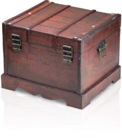 Brynnberg Schatkist "Vitec 24x21x18cm" - Grote Schatkist Plat, Bruin Met Klinknagels Versierd, Met Deksel, Slot En Sleutel, Piratenkist Afsluitbaar, Opbergdoos Met Handvat -Thuisopslag 1061x1200 1