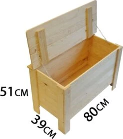 Houten Kist Met Klepdeksel - 80 X 51 X 39 Cm - Inhoud 100L - Grenen Hout - Eenvoudige Montage - Opbergkisten -Thuisopslag 1061x1200 2