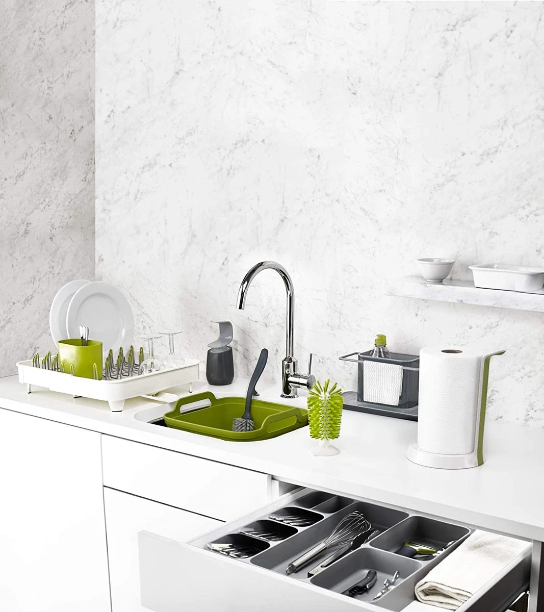 Joseph Joseph Gootsteenorganiser En Gootsteenmat Set - Grijs - Twee Stuks 5 Joseph Joseph Gootsteenorganiser En Gootsteenmat Set - Grijs - Twee Stuks - Afbeelding 3