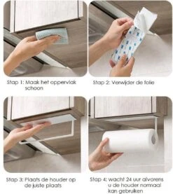 Ever Home Keukenrolhouder - Zwart - Hangend - Zelfklevend - Handdoekhouder -Thuisopslag 1070x1200 1