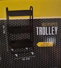 Multifunctionelle Trolley - Zwart - Kast Op Wieltjes – Kar Op Wielen – 3-laagse Kast – Bakkerskast – Stellingkast – Rolkast – Keukentrolley – Serveerwagen – Keukentrolley Op Wieltjes – Badkamertrolley H85xB34xL45 CM -Thuisopslag 1072x1200 2