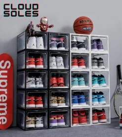 Cloud Soles® Stack Up Box Zwart - Transparante Schoenendoos - Schoenenbox - Schoenenopbergers - Opstapelbaar