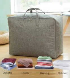 Allure Home - Opbergtas Xxl - Opberghoes - Kledingzak - Maat 70x50x30 - Voor Dekens/kussens/kleding/dekbed - Storage Case - Opberger - Organiser - Grijs -Thuisopslag 1075x1200
