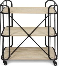 LIFA LIVING Industriële Bakkerskast - Serveerwagen Op Wielen - Opbergkast - Zwart - Metaal & Hout - 80 X 41 X 93 Cm -Thuisopslag 1076x1200 2