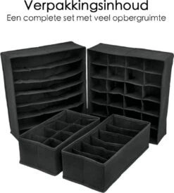 Merkloos Organizer Voor Kleding - Kledingverdeler - 4 Stuks - Opbergbox - Opbergsysteem 45 Vakken - Ondergoed / Sokken / Shirts / BH - Kastlade Verdeler - Kast Verdeler - Kledingkast -Thuisopslag 1077x1200 3