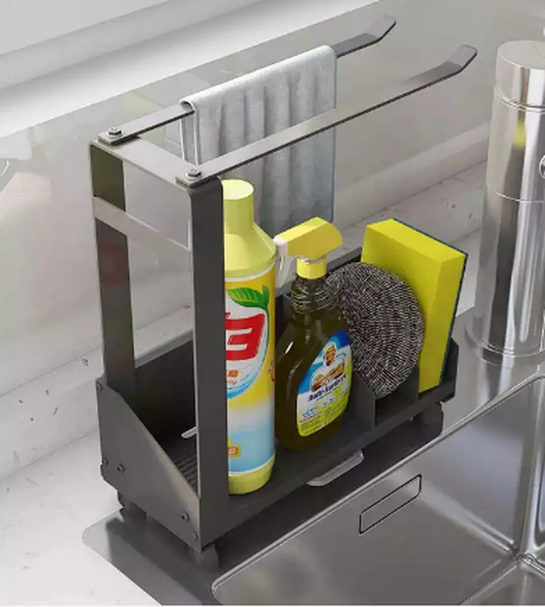 Keuken Organizer - Gootsteen Organizer - Vaatdoekhouder - Droogrek - Vaatrek - Sponshouder - Aanrecht Organizer - Keukenrek 3 Keuken Organizer - Gootsteen Organizer - Vaatdoekhouder - Droogrek - Vaatrek - Sponshouder - Aanrecht Organizer - Keukenrek