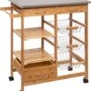 Keukentrolley Bamboe Op Wielen - Keukenwagen - Houten Serveerwagen Met Metalen Bovenblad - 37 X 73.5 X 86 Cm -Thuisopslag 1085x1200 3