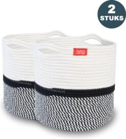 Fruits & Vikings Manden Set Van 2 - Zwart / Wit / Grijs - Kast Organizer - Wassorteerder - Kinderkamer / Badkamer / Speelgoed