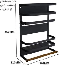 Magnetisch Multifunctioneel Rek - Magnetisch Keukenrek - Zwart & Hout - Ophangen Zonder Boren - 2-laags Met Magneten En Schroefjes - Wandgemonteerde KeukenRolhouder - Magnetisch Koelkastrek - Magnetisch Wasmachine Rek - Kruidenrek -Thuisopslag 1089x1200 3