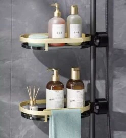 Stylumo Gootsteen Organizer Zwart – Vaatdoek En Sponshouder – Aanrecht & Keuken Organizer – Douche Organizer – Douche Rek Zonder Boren -Thuisopslag 1091x1200