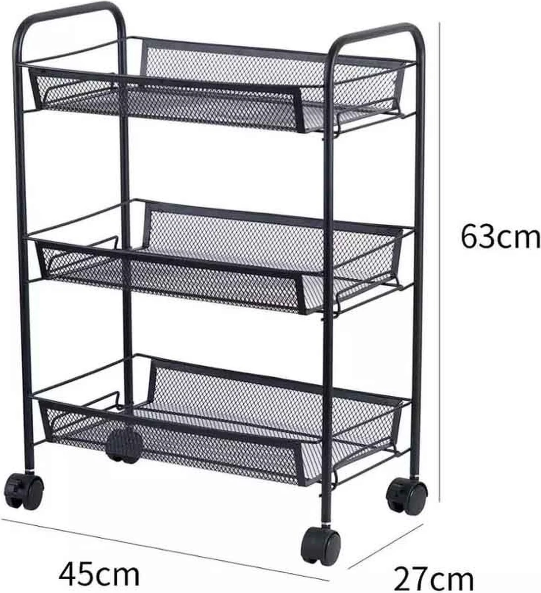 Buxibo Opbergrek 3 Laags Op Wieltjes Met Vakken - Keukentrolley Op Wielen - Badkamer/Keuken/Kamer Opbergrek - Nisrek - 45cmx37cmx63cm - Zwart 12 Buxibo Opbergrek 3 Laags Op Wieltjes Met Vakken - Keukentrolley Op Wielen - Badkamer/Keuken/Kamer Opbergrek - Nisrek - 45cmx37cmx63cm - Zwart - Afbeelding 10