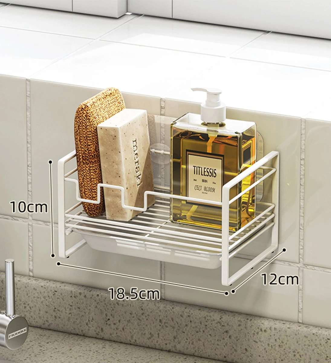 Luverno® - Sponshouder - Ophangbaar - Aanrecht Organiser - Afdruiprek Met Lekbak - Gootsteen Organizer - Keuken Organizers - Zeepbakje 5 Luverno® - Sponshouder - Ophangbaar - Aanrecht Organiser - Afdruiprek Met Lekbak - Gootsteen Organizer - Keuken Organizers - Zeepbakje - Afbeelding 3