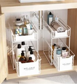 Milano Luxurious Organizer Lade Wit - Keuken Ladekast – Gootsteenkast Organizer – Opbergrek Voor Het Aanrecht – Tweelaags Ladesysteem – Opslag Voor Keukenkast Of Badkamerkast – Maat XL -Thuisopslag 1096x1200 2