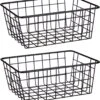 Pakket Van 2x Stuks Industriele Draadmanden/opbergmanden Zwart Metaal 24 X 18 X 10 Cm - Keuken/kast/sokken Mandjes -Thuisopslag 1096x1200 3