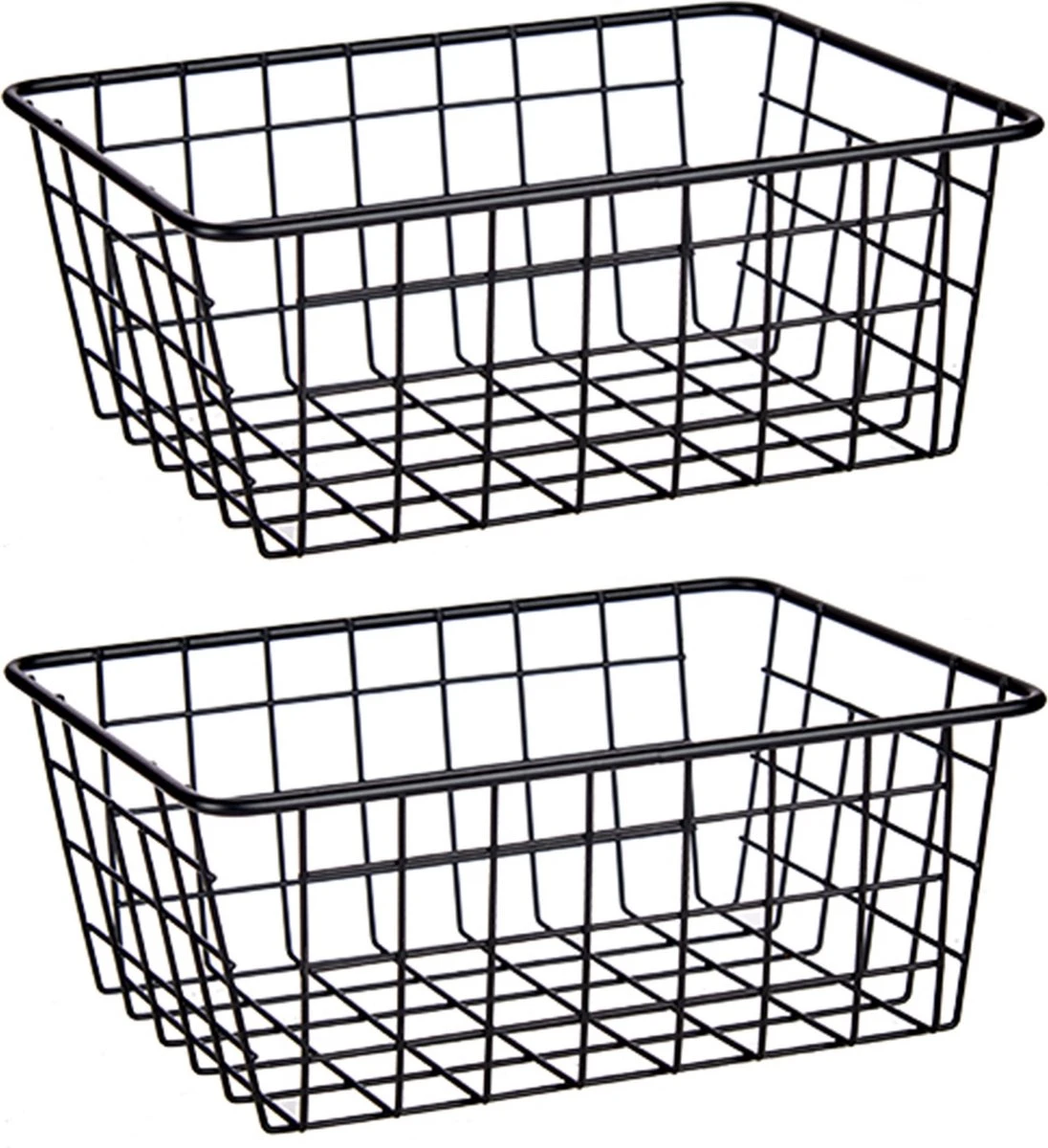 Pakket Van 2x Stuks Industriele Draadmanden/opbergmanden Zwart Metaal 24 X 18 X 10 Cm - Keuken/kast/sokken Mandjes 3 Pakket Van 2x Stuks Industriele Draadmanden/opbergmanden Zwart Metaal 24 X 18 X 10 Cm - Keuken/kast/sokken Mandjes
