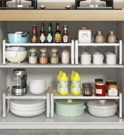 Keuken Organizers - Aanrecht Organiser - 23,8*51,2* 21 - Pannenrekken - Gootsteenkast Organizer - Bureau Organizer - Opbergrek - Kruidenrek - Kast Organizer - Badkamer Organizer -Thuisopslag 1098x1200 1