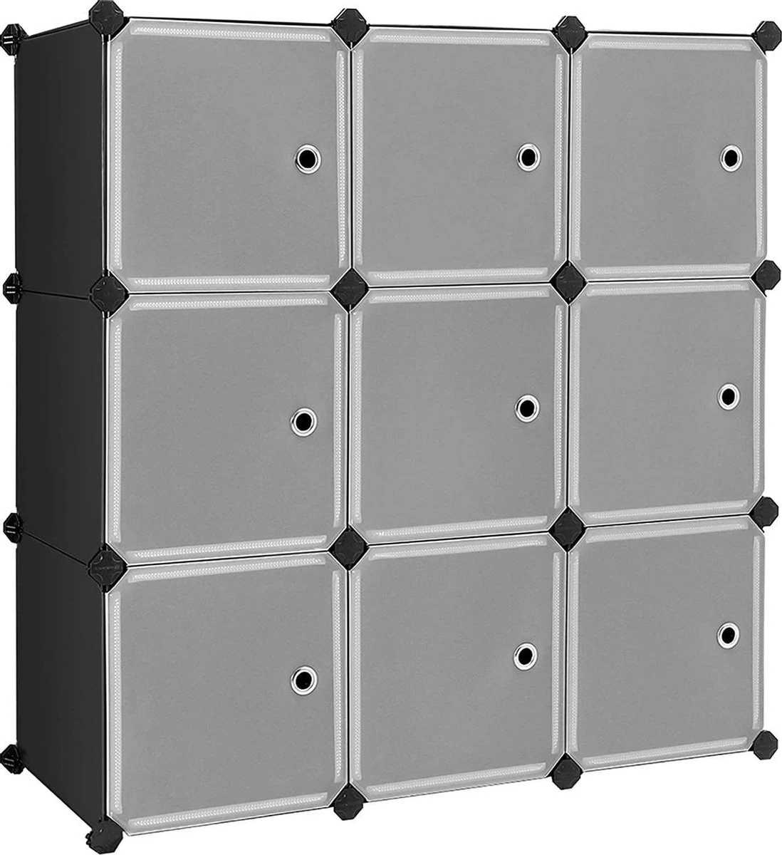 SONGMICS LPC116HS Opbergkast Met 9 Dobbelstenen, Kunststof Kledingkast Met Deuren, Schoenenrek, Opbergen Van Kleding, Schoenen, Speelgoed En Boeken, Steekrek, Eenvoudige Montage, Zwart 3 SONGMICS LPC116HS Opbergkast Met 9 Dobbelstenen, Kunststof Kledingkast Met Deuren, Schoenenrek, Opbergen Van Kleding, Schoenen, Speelgoed En Boeken, Steekrek, Eenvoudige Montage, Zwart