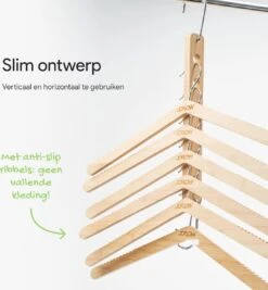 JoFlow® 6-in-1 Kledinghanger | INCLUSIEF 6 Klerenhangers | Ruimtebesparende Antislip Klerenhanger Hout Bamboe | Hang Tot Wel 6 Kledingstukken Op! -Thuisopslag 1109x1200 4