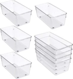 Kurtzy Keuken Koelkast & Kast Opslag Trays (8 Pak) – 20cm In Lengte – Helder Plastic Koelkast Trommels – Badkamer, Berging, Lade, Diepvries En Huis Opslag Organiser Containers -Thuisopslag 1115x1200 2