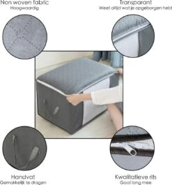 Hoogwaardige Opbergtas Voor Kleding - 4 Stuks - Grijs - Organizer Voor Dekbed - Opbergzak - Opbergers Voor Seizoenskleding - Zakken Om Ruimte Te Besparen - Opslag Voor Dekbed -Thuisopslag 1119x1200 2