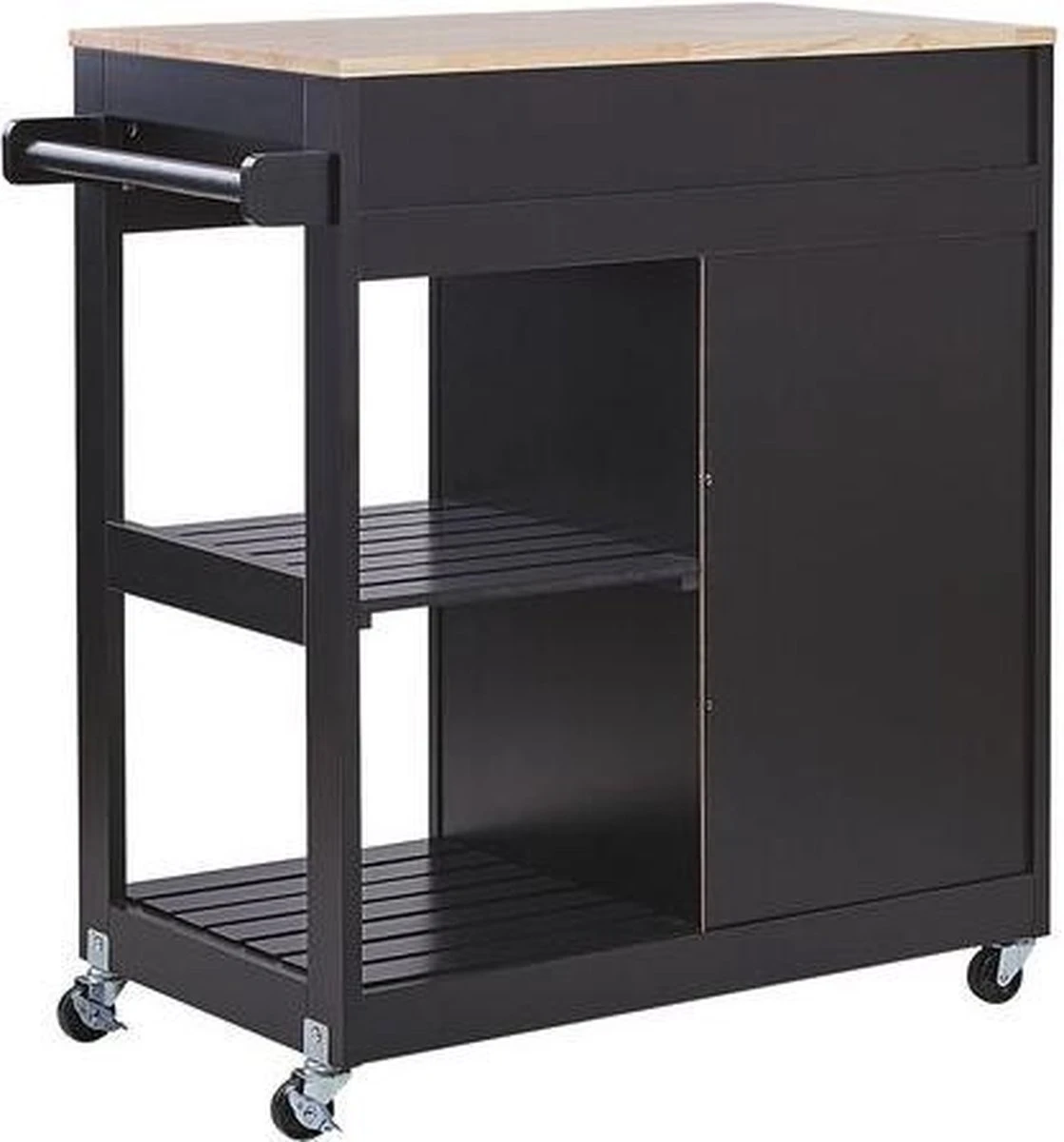 Beliani TRAPANI - Keukentrolley - Zwart - MDF 12 Beliani TRAPANI - Keukentrolley - Zwart - MDF - Afbeelding 10