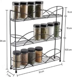 Zindoo - Kruidenrek - Standaard - 3-laags - Ophangbaar - 18 Kruiden Potjes - Anti-slip Pootjes - Spice Rack - Specerijenrek - Keukenorganizer - Keukenaccessoires 10 Zindoo - Kruidenrek - Standaard - 3-laags - Ophangbaar - 18 Kruiden Potjes - Anti-slip Pootjes - Spice Rack - Specerijenrek - Keukenorganizer - Keukenaccessoires -Thuisopslag 1120x1200