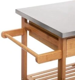Keukentrolley Bamboe Op Wielen - Keukenwagen - Houten Serveerwagen Met Metalen Bovenblad - 37 X 73.5 X 86 Cm -Thuisopslag 1124x1200 4