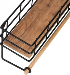Ophangbaar Kruidenrek Voorzien Met Keukenrolhouder Van Naturn Living | Zwevende Wandplank | Keukenrol Houder | Keuken Opbergrek | Multifunctioneel Kruidenrek | Mat Zwart -Thuisopslag 1125x1200 4